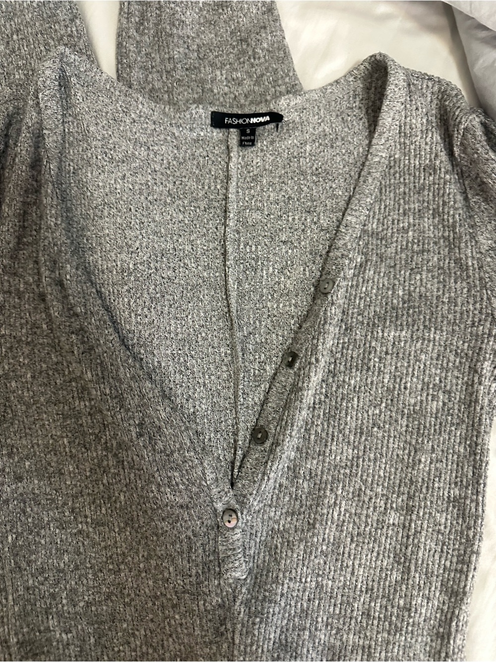 Ribbed Gray lounge jumpsuit - Picture 2 of 3